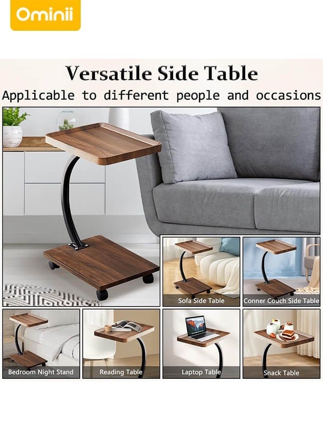 Ominii Side Table, C Shaped End Table for Sofa and Bed, TV Tray Table with Metal Frame for Couch, Living Room, Bedroom 45*30*63CM, 40×30×60cm - Image 5